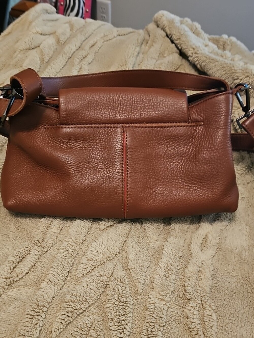 Hammitt Cognac Pebbled Leather Crossbody with Stud Accents - Picture 2 of 7